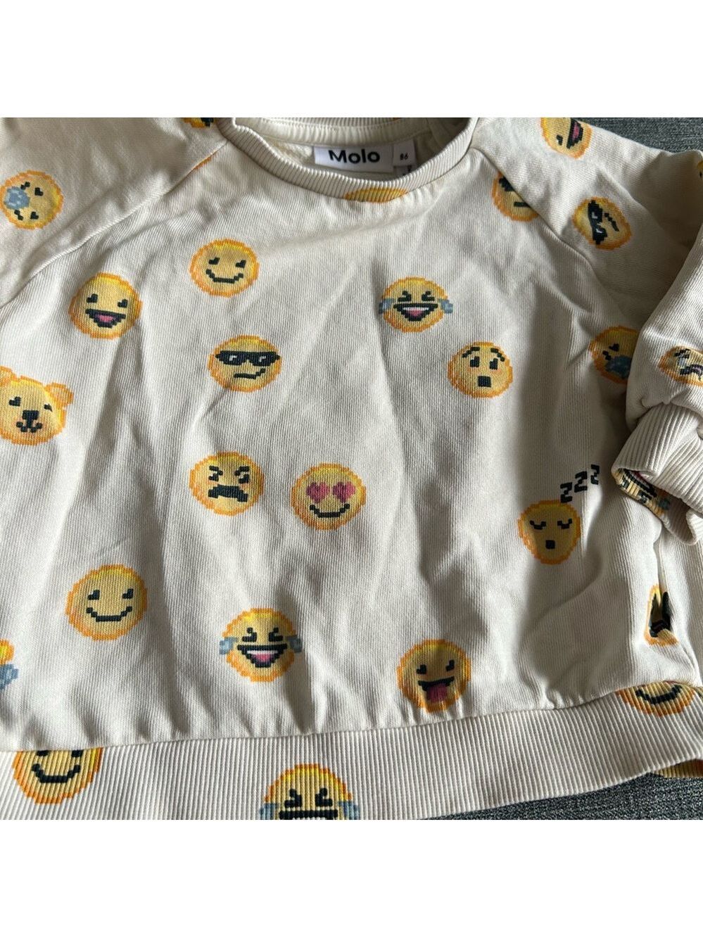 Molo Kids Sweatshirt Cream Yellow Emoji Disc - Picture 4 of 7